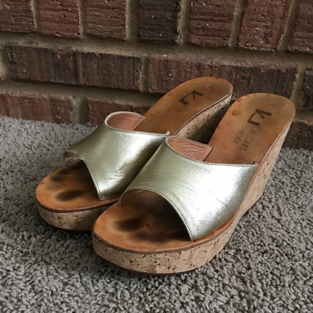 KJacques St. Tropez Women's Metallic Gold Wedges